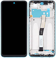 Дисплей модуль тачскрин Xiaomi Redmi Note 9S/Note 9 Pro/Note 9 Pro Max черный OEM отличный в рамке голубого