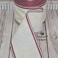 Канва-стрічка для вишивки Vaupel & Heilenbeck (Німеччина), ширина 10 см (молочна з бордовим кантом)