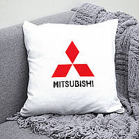 Подушка 35*35 см с маркой авто Mitsubishi / Митсубиси. Лучший подарок мужчине