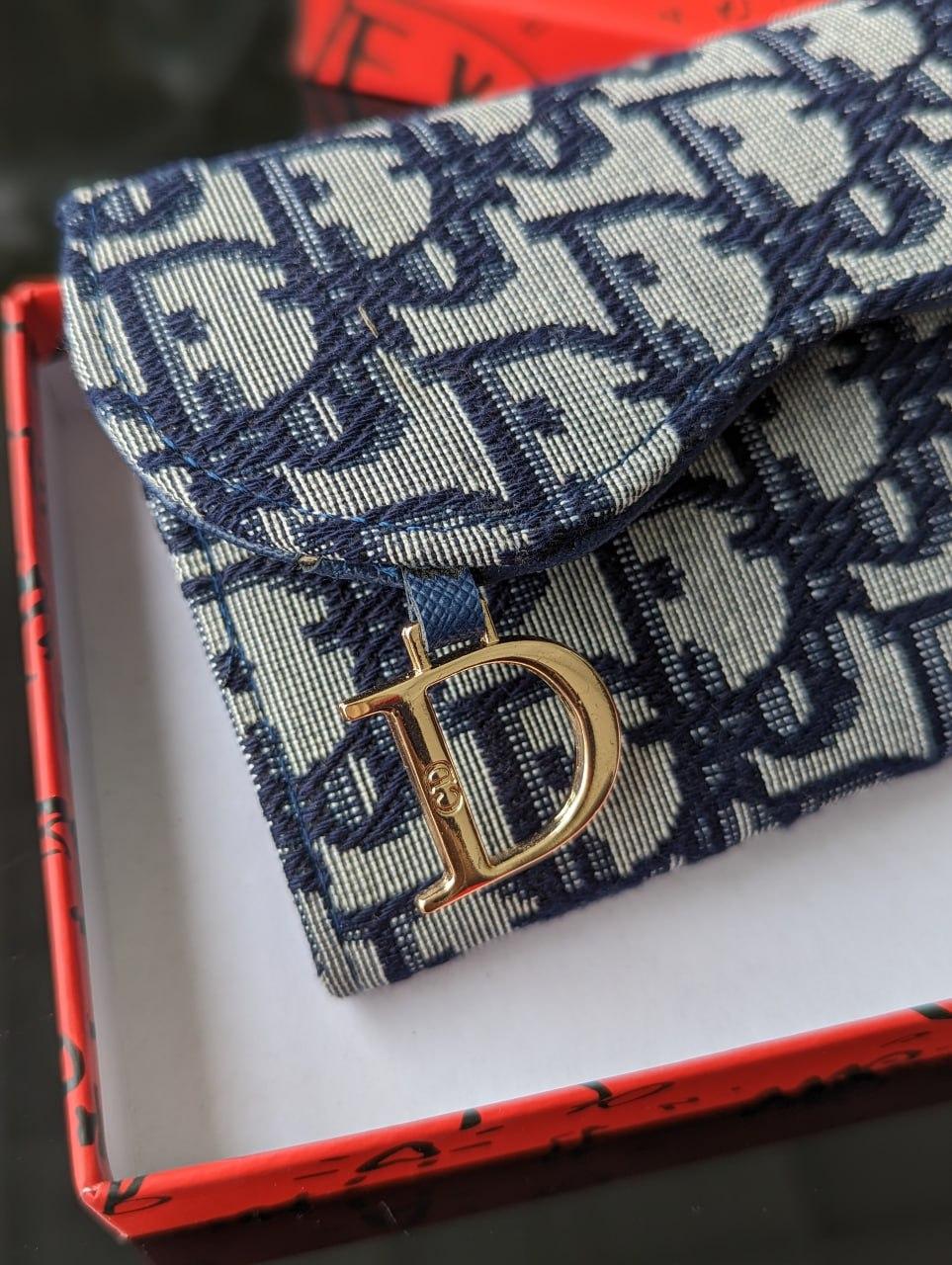 Гаманець Dior жіночий Гаманець Діор синій текстильний