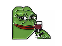 Значок / пин / металлический Лягушонок Pepe the Frog с бокалом вина