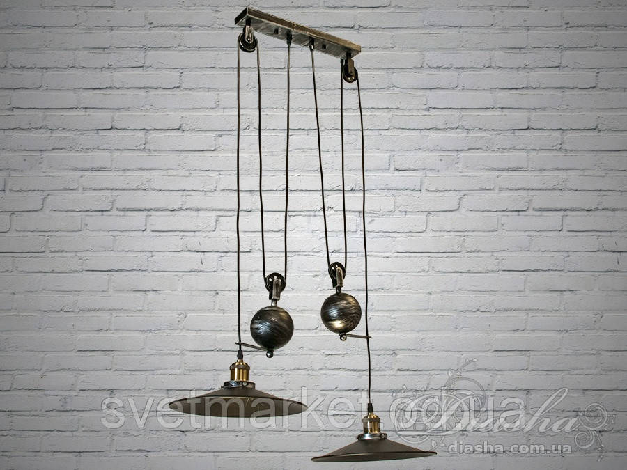 Люстра Loft на 2 плафони 9016-2BK-SV