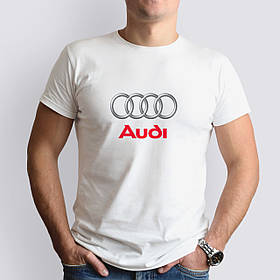 Футболка с маркой авто AUDI / Ауді, біла