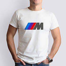 Футболка з маркою авто BMW M-SPORT /  БМВ М-СПОРТ, біла