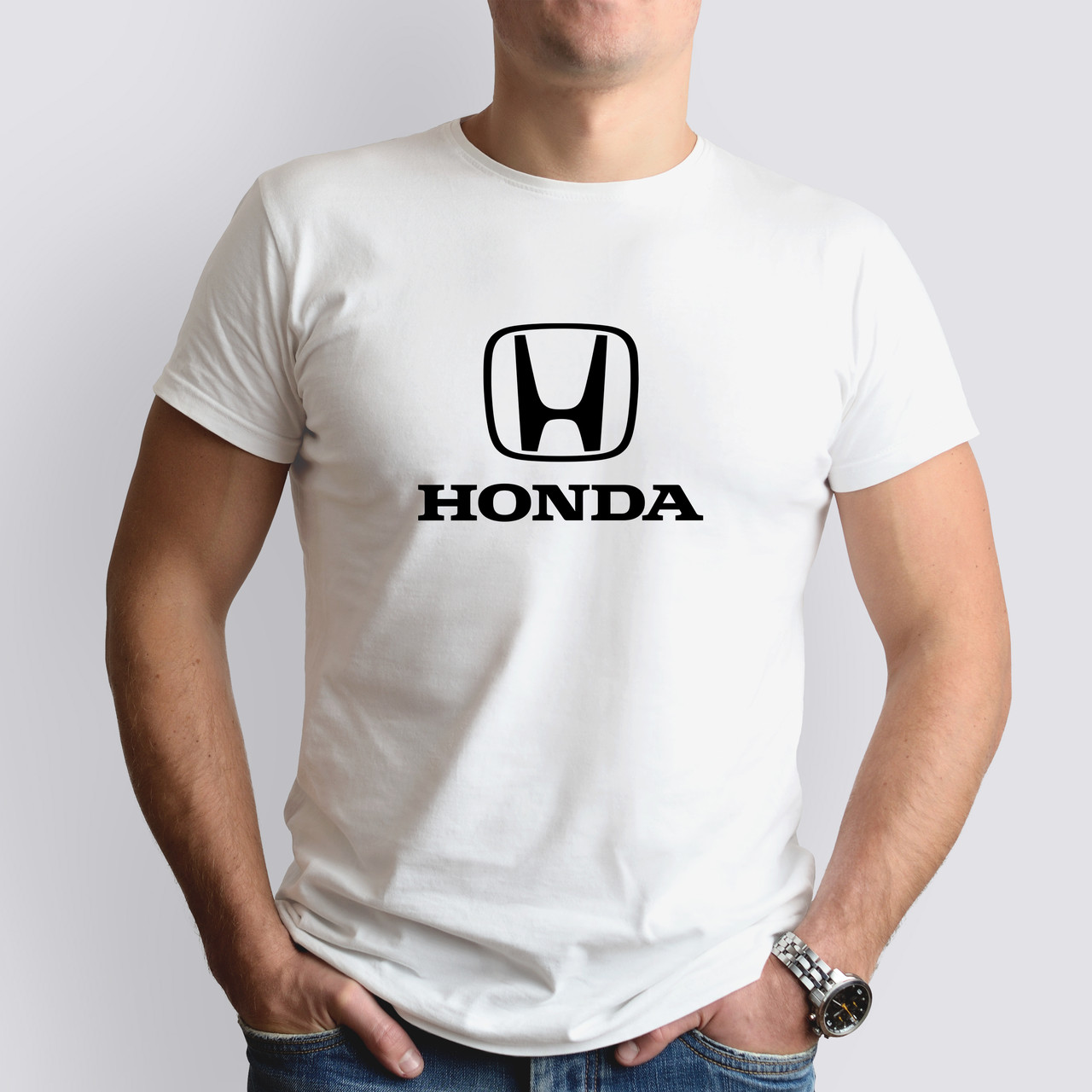 Футболка з маркою авто HONDA / Хонда, біла