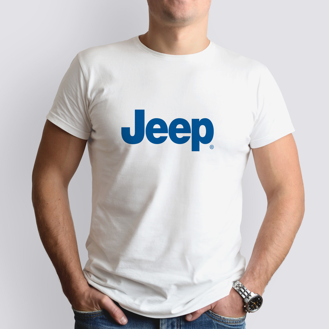 Футболка з маркою авто Jeep / Джип, біла