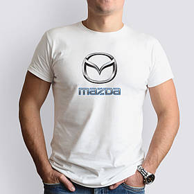 Футболка з маркою авто Mazda / Мазда, біла