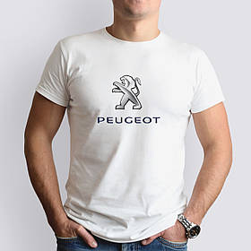 Футболка з маркою авто Peugeot / Пежо, біла