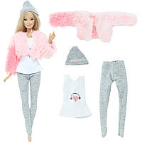Одежда для Барби, набор с шубкой для куклы Барби Розовый