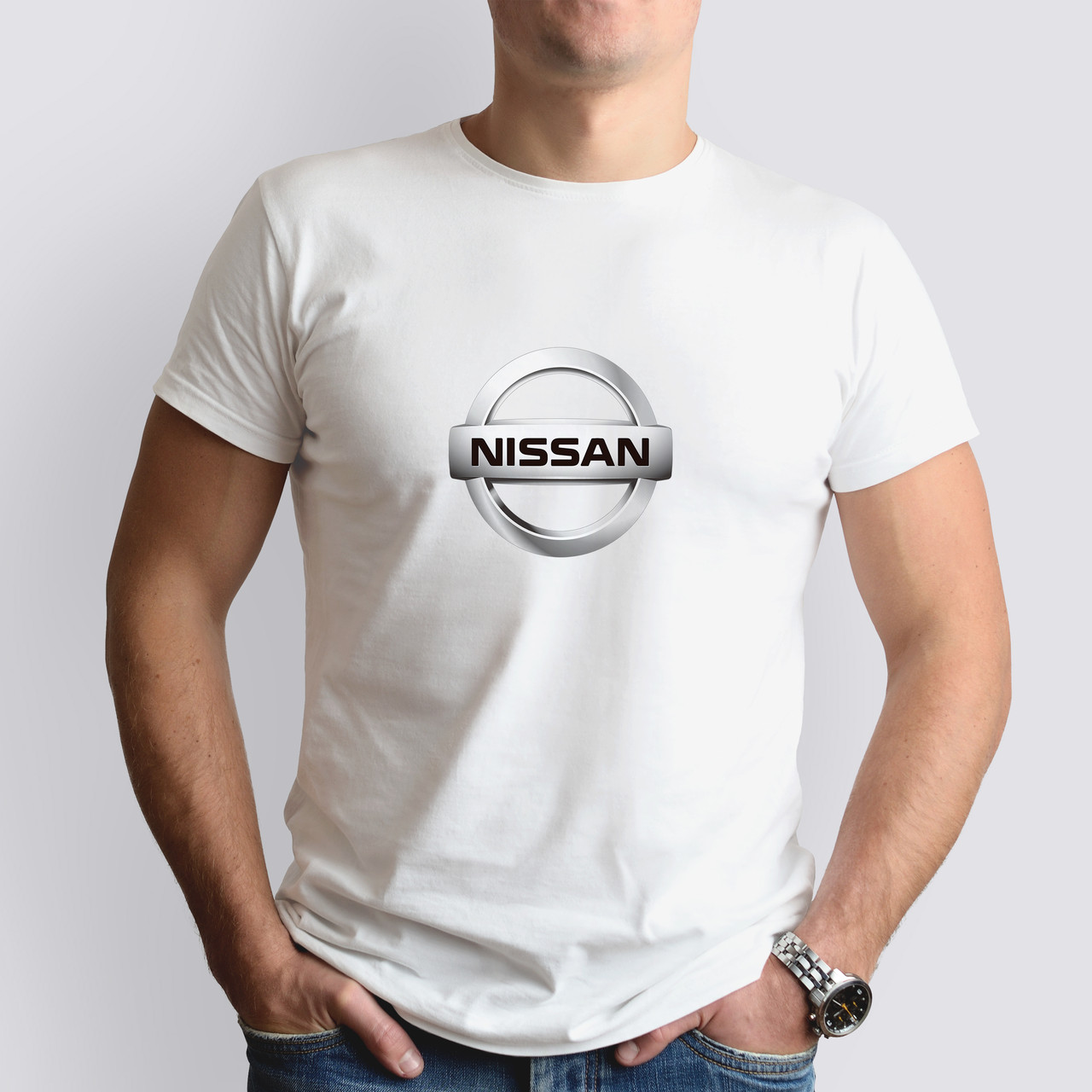 Футболка з маркою авто Nissan / Ніссан, біла
