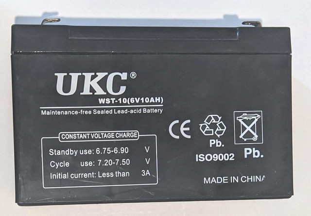 Купить Кислотный аккумулятор 6V 10Ah UKC Battery WST-10V, цена 541 ...
