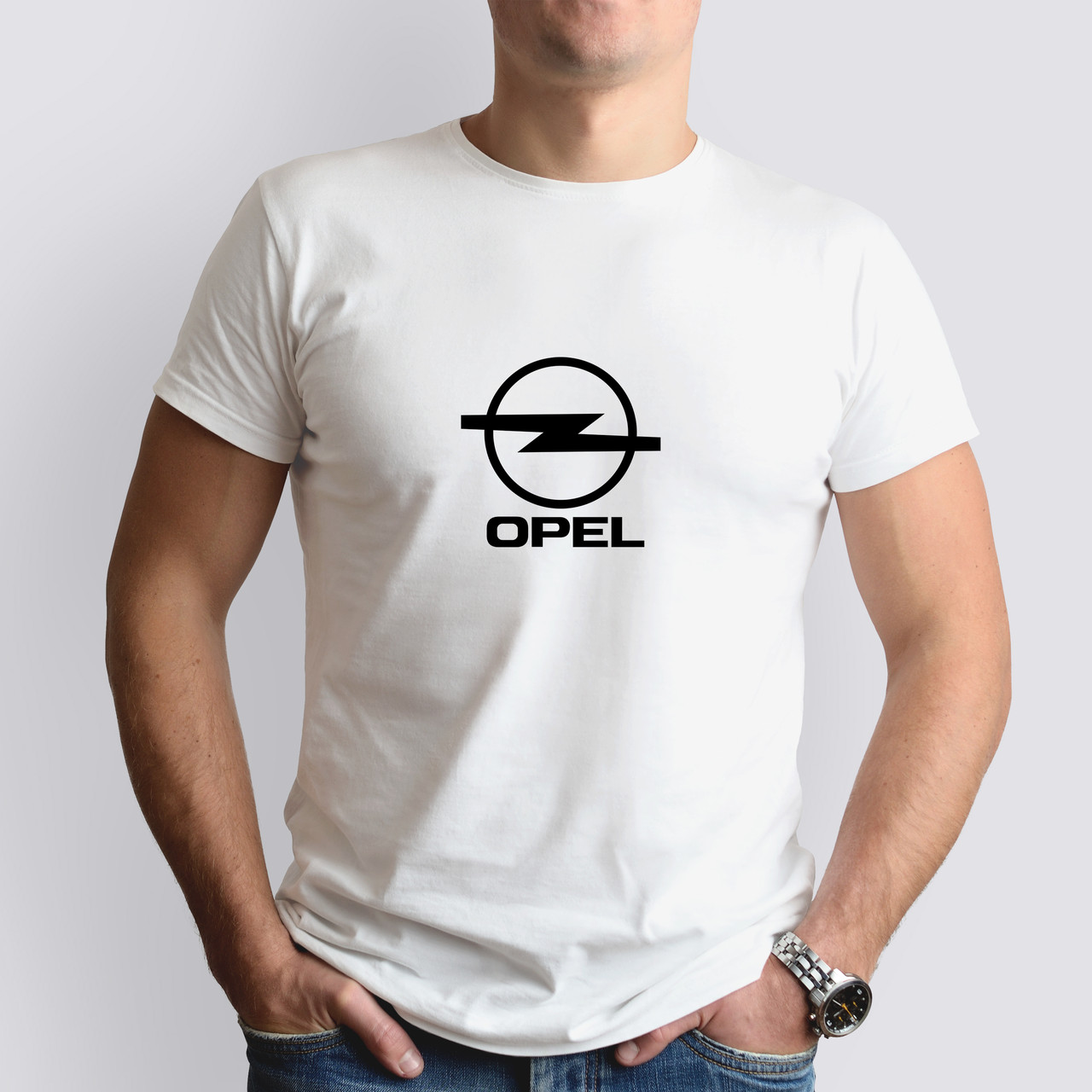 Футболка з маркою авто OPEL / Опель, біла