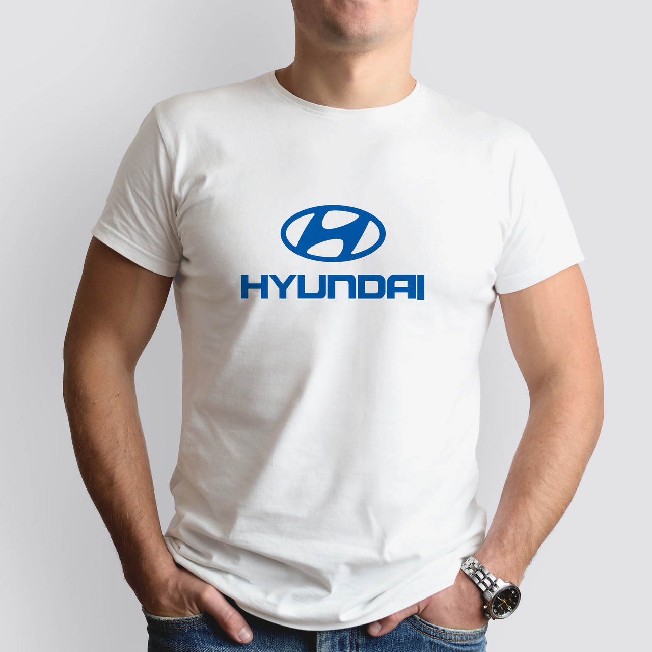 Футболка з маркою авто Hyundai / Хюндай, біла