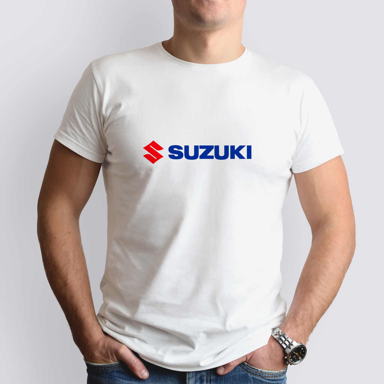 Футболка з маркою авто Suzuki / Сузукі, біла