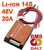 BMS Плата DaLy для захисту Li-ion 48V 14S 20А літієвої батареї (симетрія, вологозахисна, з балансиром)EStyle