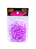 Резинки для плетения браслетов фиолетово-белые 200шт