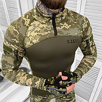Мужской Убакс 5.11 Coolpass с карманами и липучками под шевроны / Плотная рубашка приталенного кроя пиксель