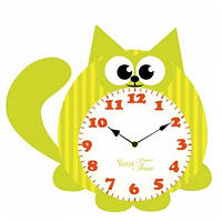 Часы настенные Your Time Кот детский зеленый 30*4,5*28 см