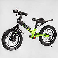 Велобег детский двухколесный Corso Skip Jack 95112, колеса 12", зелено-черный