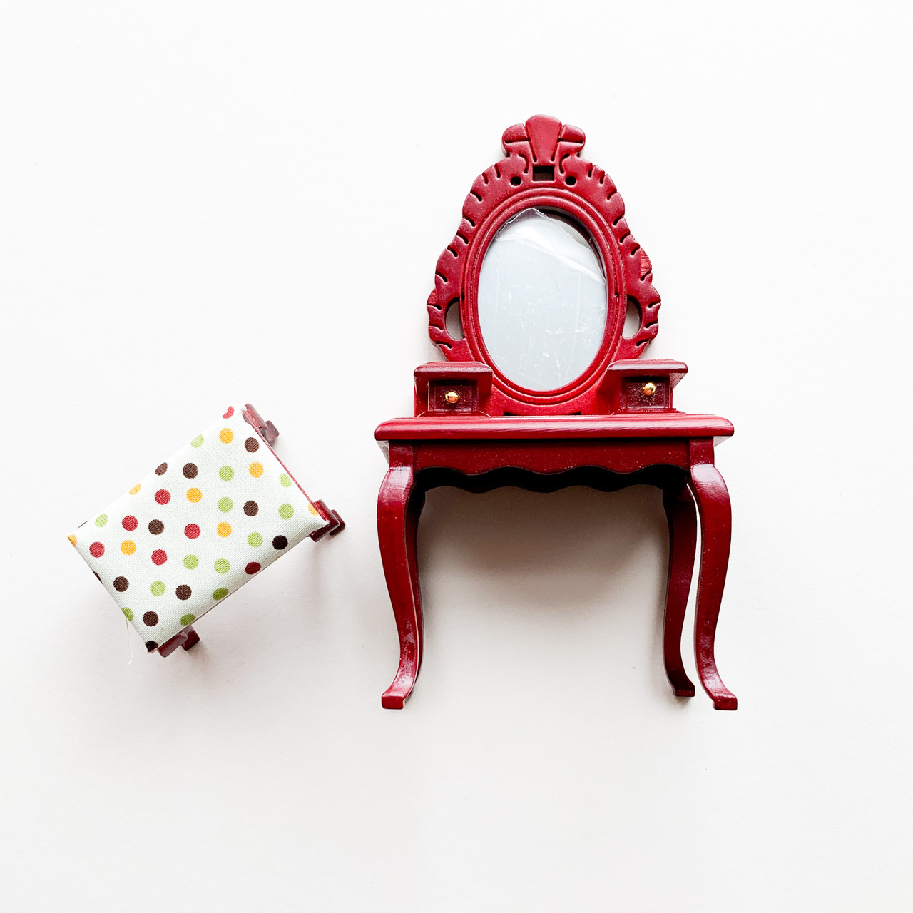 Мініатюра комод із пуфиком 7.8*4.5*14.5 см Червоне дерево, фото 1