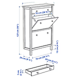 HEMNES Тумба для взуття, 2 відділення, біла,89х30х127 см 201.695.59, фото 8