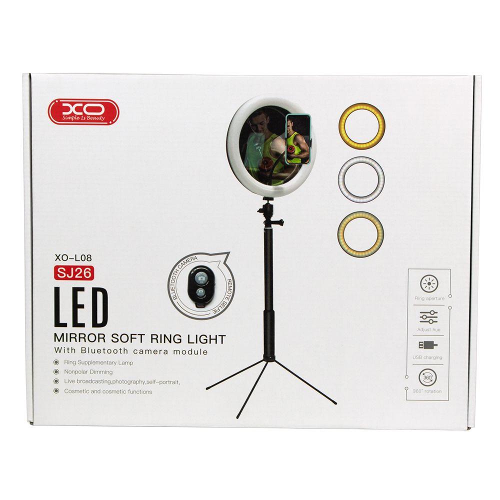 Лампа Кільцева XO L08/SJ26 26см Дзеркало на Штативі  ( працює від Power Bank), фото 1