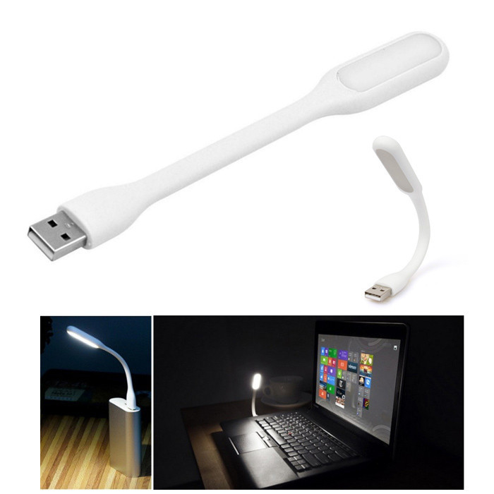 Світильник USB LED лампочка на гнучкій ніжці, холодне світло, біла