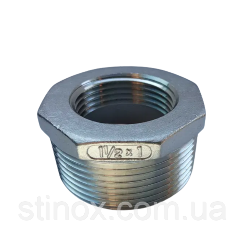 Футорка нержавіюча Ду 20*15 ( 3/4*1/2") , перехідник внутрішній різьбовий із нержавіючої сталі AISI304