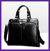 Крутой мужской деловой портфель для документов кожа ПУ, стильная мужская сумка формат А4 для ноутбука