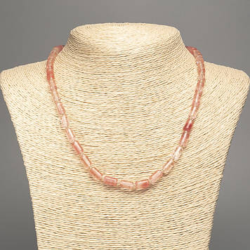 Намисто Халцедон натуральний камінь гладкий циліндр d-10х6мм +- L-48см +-