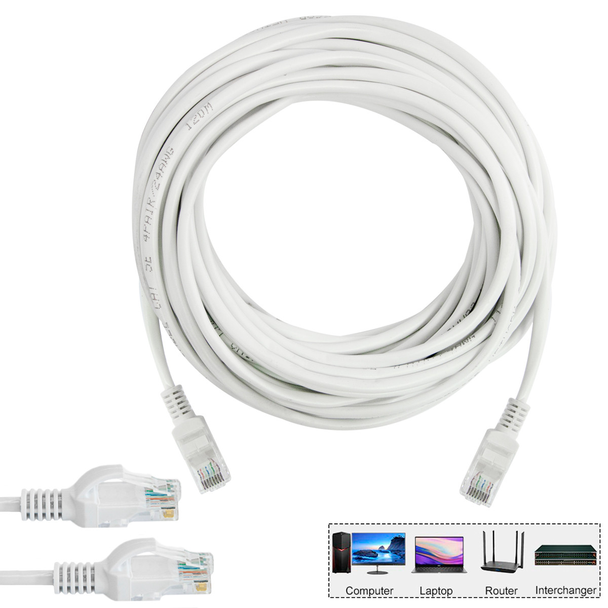 Інтернет кабель LAN Cat 5E "HX" Білий, дріт для інтернету 9.9м, патч корд кабель RJ-45 (интернет кабель)