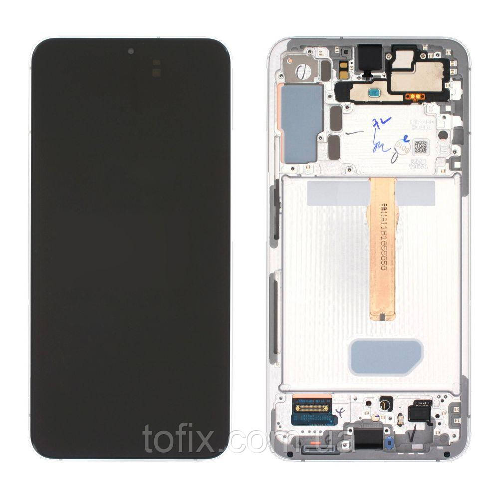 Дисплей Samsung S906 White S22 Plus (GH82-27500B) сервісний оригінал у зборі з рамкою