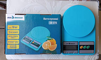 Ваги кухонні електронні SeaBreeze SB-070 10 кг Пластикові Бірюзовий