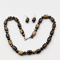 Комплект Буси та Сережки Тигровий Око