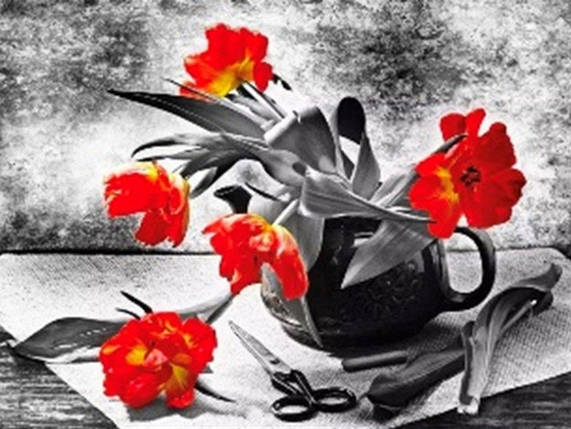 GU_189516 Діамантова мозаїка Сіре та червоне 30 х 40 см, фото 1