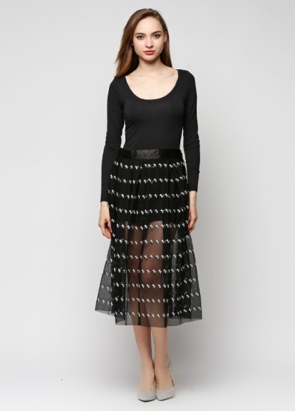 Спідниця міді з чорного гепюру, фото 1