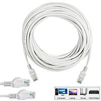 Интернет кабель LAN Cat 5E "HX" Белый, провод для роутера 9.9м, патч корд кабель RJ-45 (кабель інтернету) (GK)