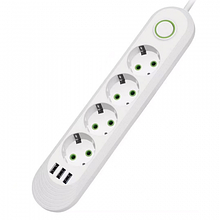 Мережевий фільтр живлення Donglixia F04U 4 розетки 3 USB подовжувач 2 метра