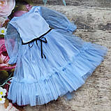 Пишне ошатне плаття для дівчинки "Ляль" Блакитний  (122-134р), фото 2