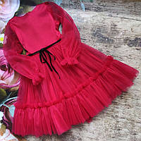 Червона святкова фатінова сукня для дівчинки "Ляля"   (140р)