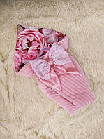 Демисезонный плюшевый конверт одеяло для новорожденных, розовый с принтом розы