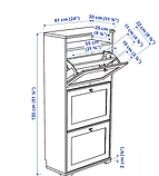 BRUSALI Тумба для взуття, 3 відділення, біла,61х30х130 см, 804.803.93, фото 2