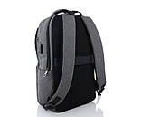 Міський стильний рюкзак ShunYu з USB-зарядкою для телефона та відділенням під ноутбук сірий, фото 2