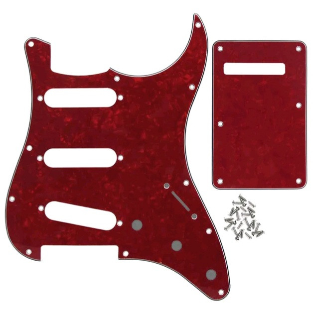 Пікгард SSS і бекплейт бардовий для електогітари Fender Stratocaster під Америка