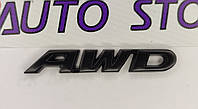 Эмблема шильдик логотип "AWD" 90 Х 14 мм Черная полуматовая