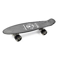 Скейт Пенні борд для дітей MS 0298-1_1 Скейтборд зі світними колесами ABEC 7 алюмінієва підвіска, Чорний ALLe1995