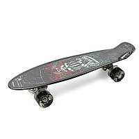 Скейт Пенні борд для дітей MS 0298-1_2 Скейтборд зі світними колесами ABEC 7 алюмінієва підвіска Чорний ALLe1996