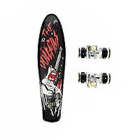 Скейт Пенні борд для дітей MS 0298-1_3 Скейтборд зі світними колесами ABEC 7 алюмінієва підвіска, Чорний ALLe1997