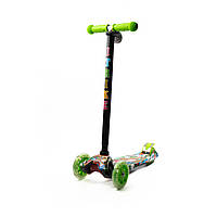 Самокат дитячий триколісний iTrike MAXI JR 3-055-1-WP2 зі світними колесами, кермо регулюється,Зелений ALLe2054