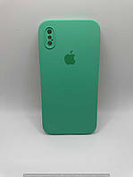 Чохол Silicone Case Square Full Camera Protective (AA) для Apple iPhone XS (5.8") (Зелений / Spearmint)